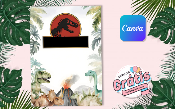 Convite Jurassic World Dinossauro grátis